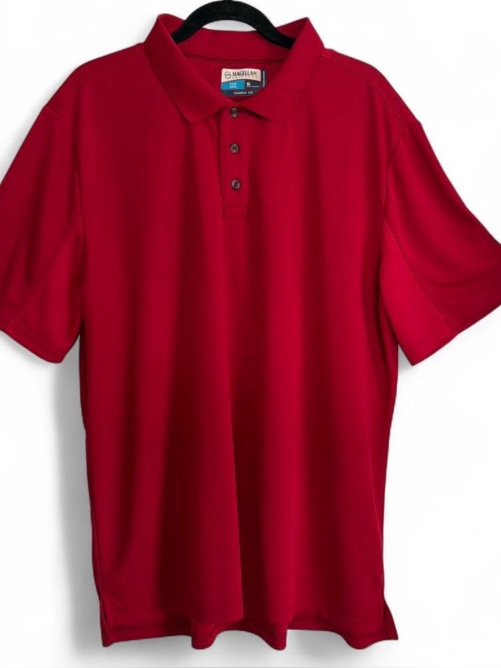 Men’s FishGear XL Magellan Outdoors short sleeve red classic fit polo shirt.